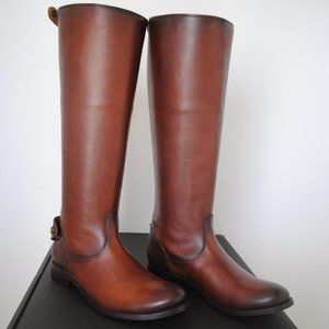 Frye Cognac Melissa Button Back Zip Riding Boot